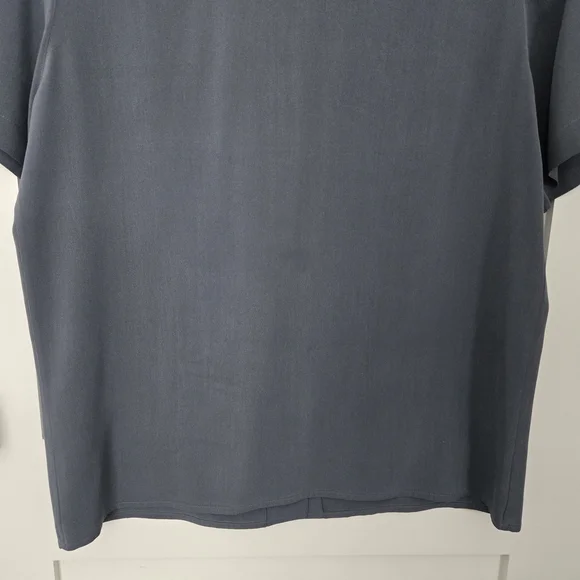 Vintage Preview Collection Blue/Grey Blouse with Cream Lace Collar 100% Silk - Picture 9 of 11